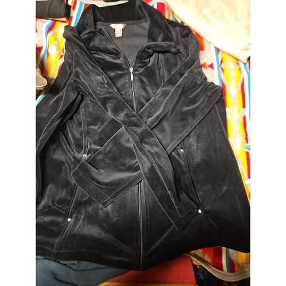 NEW Ladies S White Stag Soft Warm BURGANDY VELOUR ZIP JACKET Rhinestone Accents - Picture 1 of 5